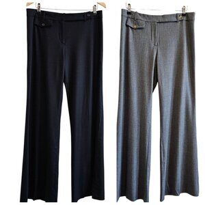 SET OF 2 Michael Kors Italy Black Wool/Spandex Wide Leg Stretchy Dress Pants 12